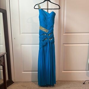 TERANI COUTURE BLUE and GOLD women’s gown